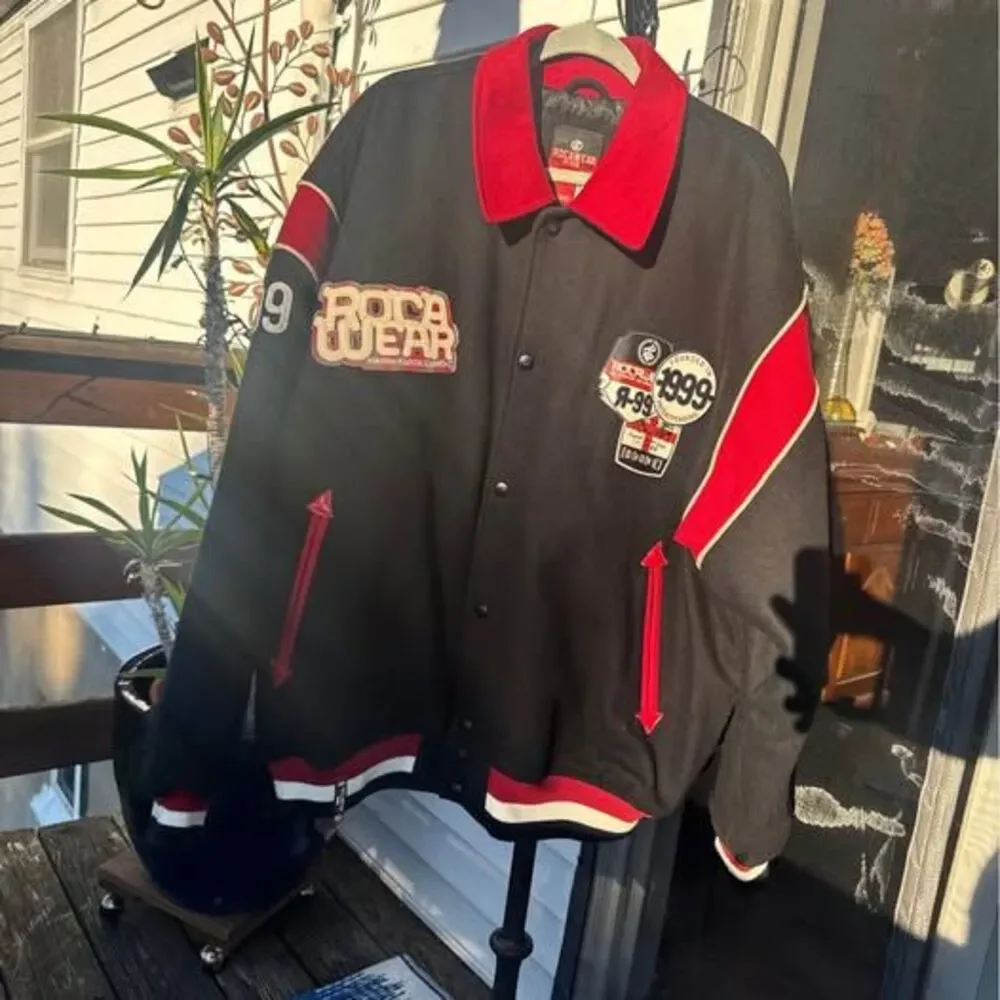 Vintage Rocawear Jacket Mens XXL Black Red Y2K Hip Hop Streetwear 90s